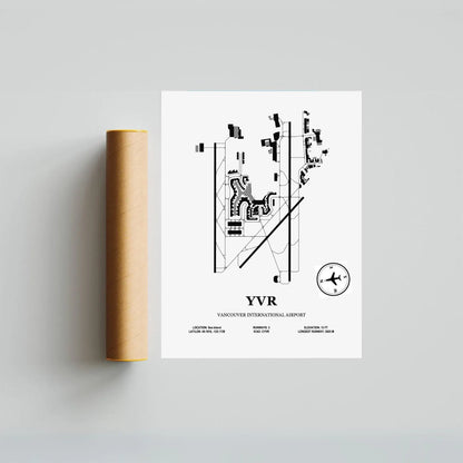 YVR, Vancouver International Airport – Airport Design Map, Aviation Poster