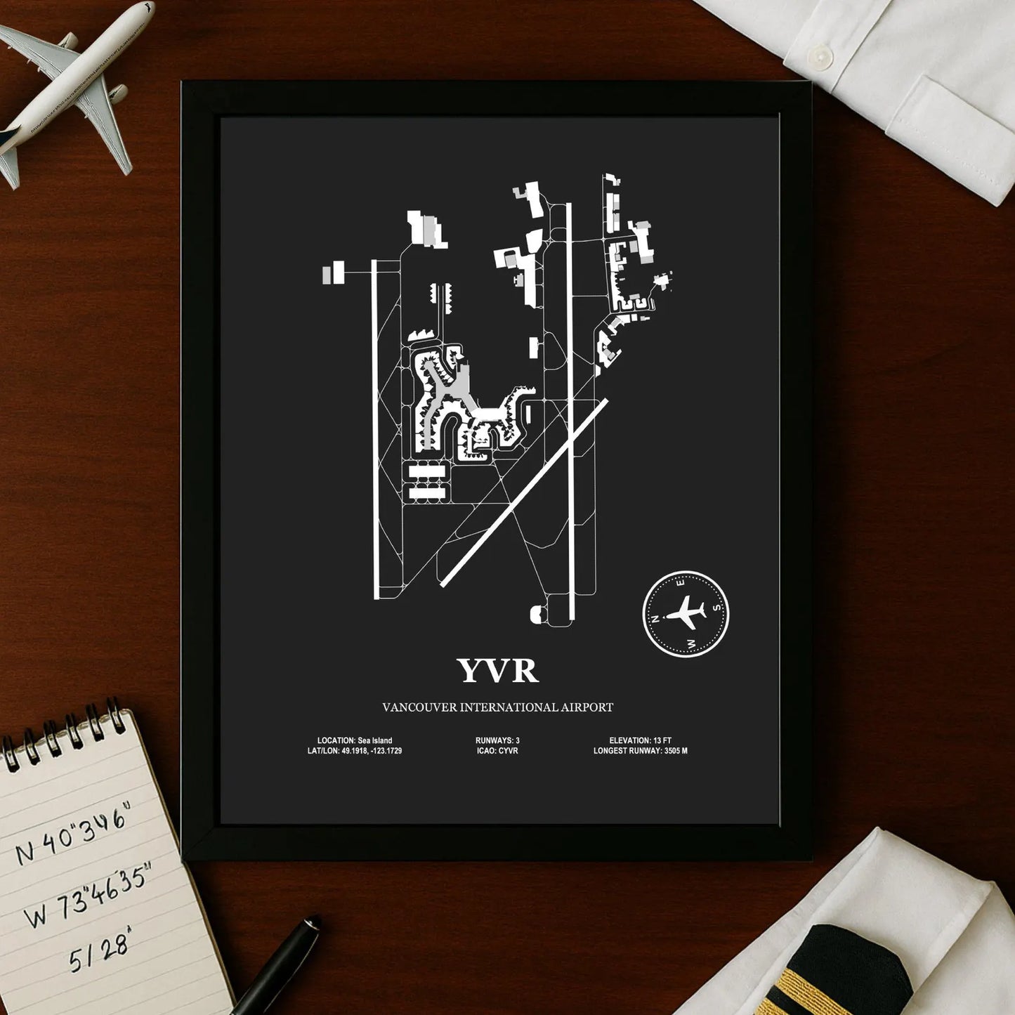 YVR, Vancouver International Airport – Airport Design Map, Aviation Poster