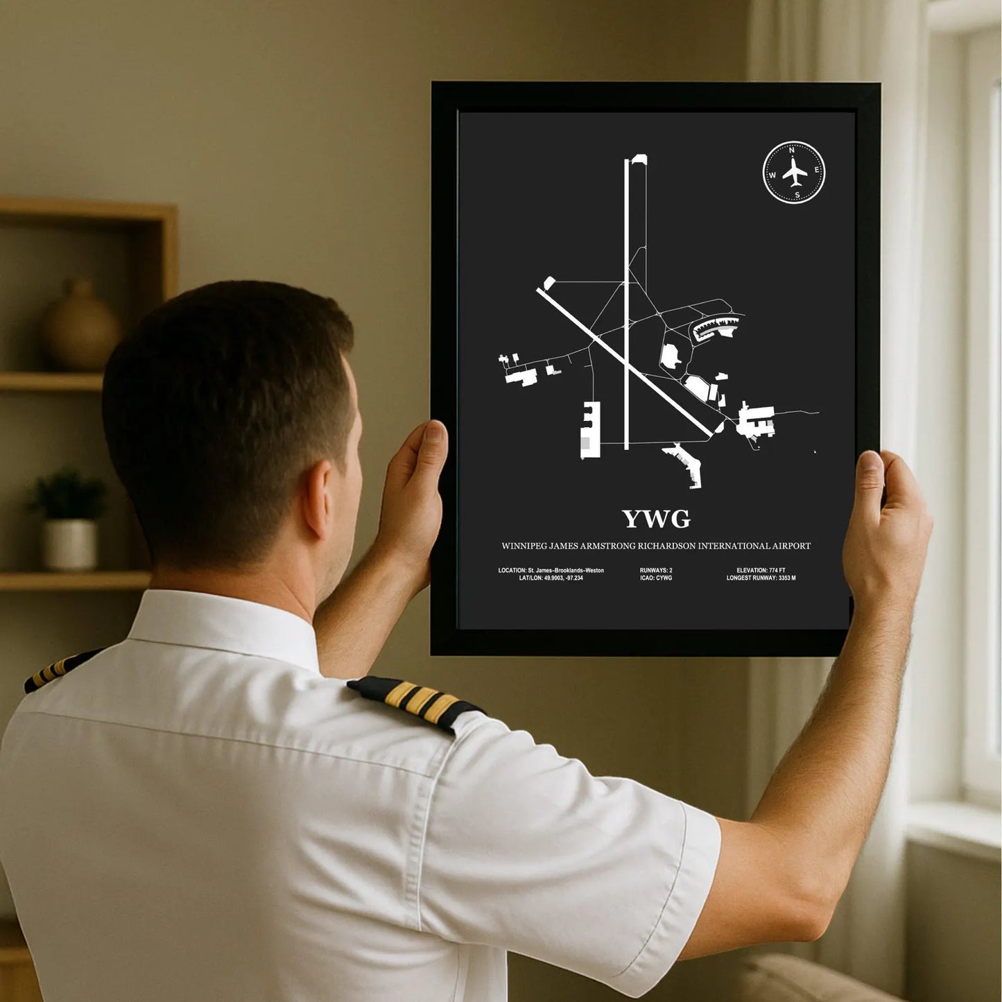 YWG, Winnipeg James Armstrong Richardson International Airport – Airport Design Map, Aviation Poster