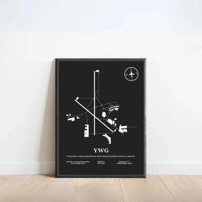YWG, Winnipeg James Armstrong Richardson International Airport – Airport Design Map, Aviation Poster