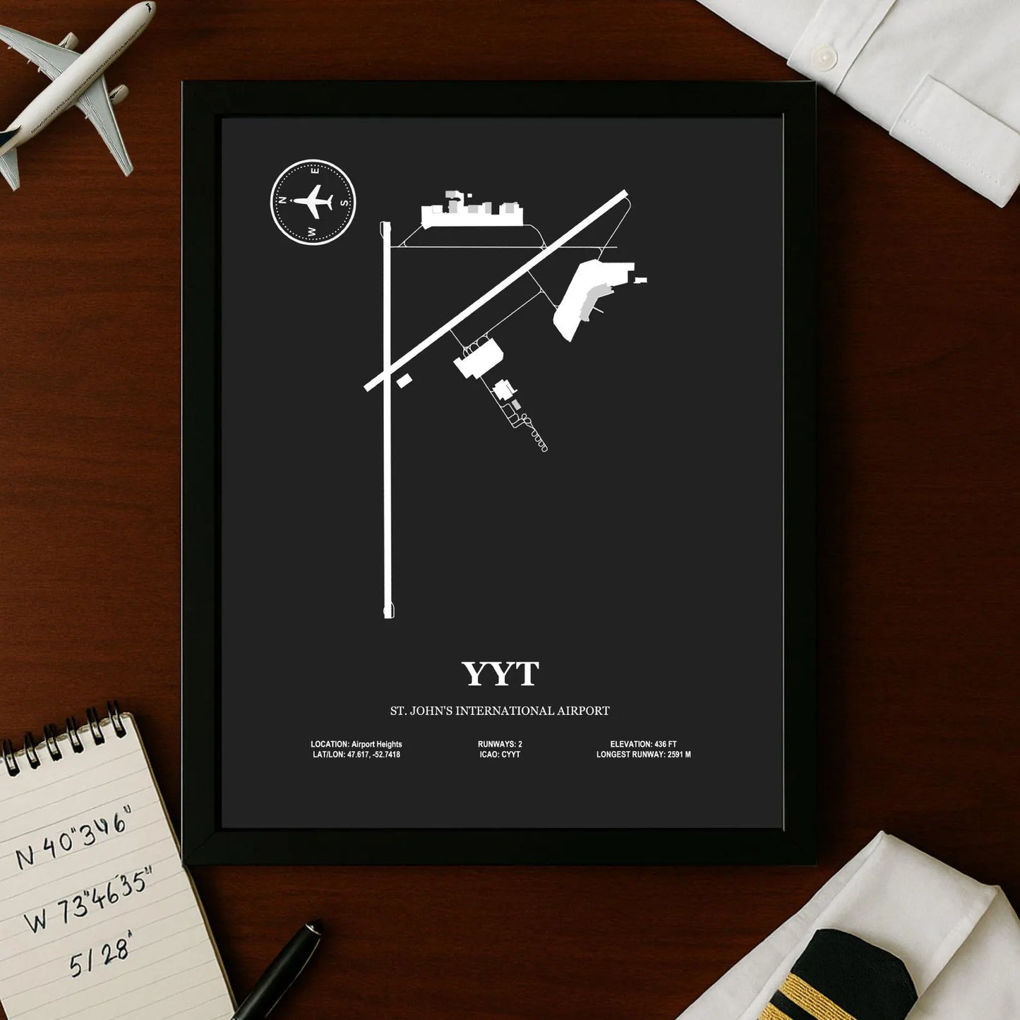 YYT, St. John's International Airport – Airport Design Map, Aviation Poster