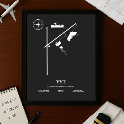 YYT, St. John's International Airport – Airport Design Map, Aviation Poster