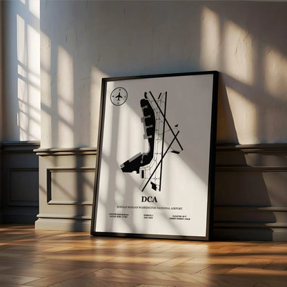 DCA, Ronald Reagan Washington National Airport – Airport Design Map, Aviation Poster
