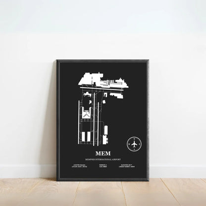 MEM, Memphis International Airport – Airport Design Map, Aviation Poster