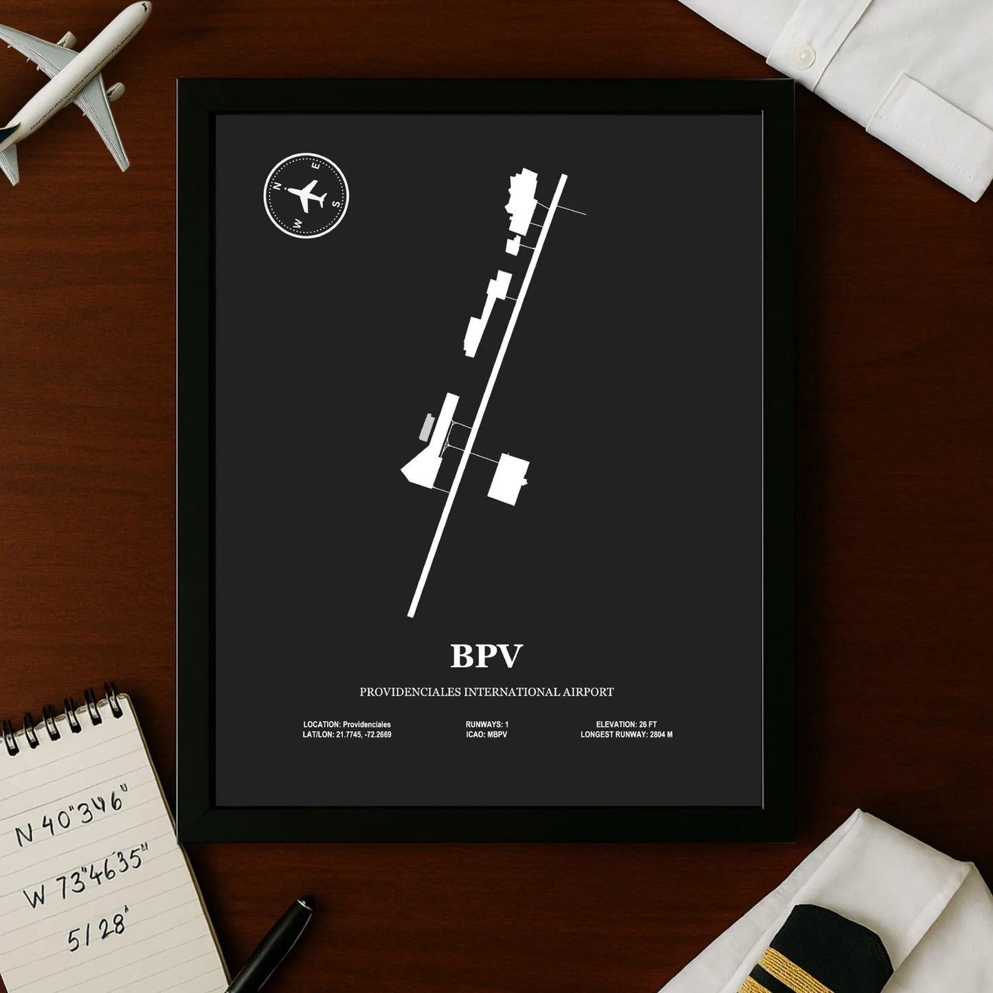 BPV, Providenciales International Airport – Airport Design Map, Aviation Poster