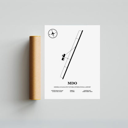 MDO, General Guadalupe Victoria International Airport – Airport Design Map, Aviation Poster