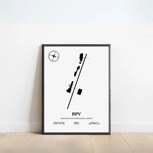 BPV, Providenciales International Airport – Airport Design Map, Aviation Poster