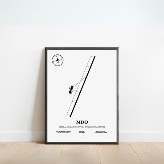 MDO, General Guadalupe Victoria International Airport – Airport Design Map, Aviation Poster