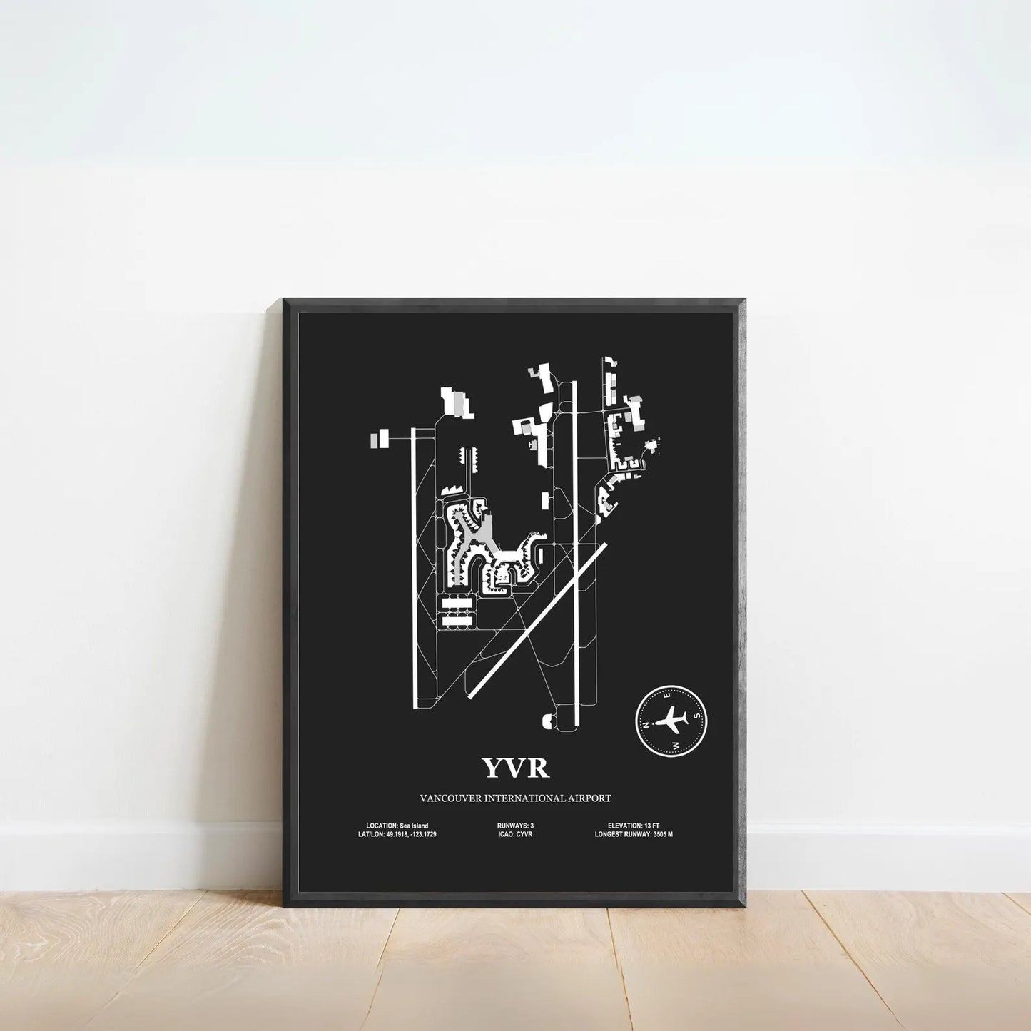 YVR, Vancouver International Airport – Airport Design Map, Aviation Poster