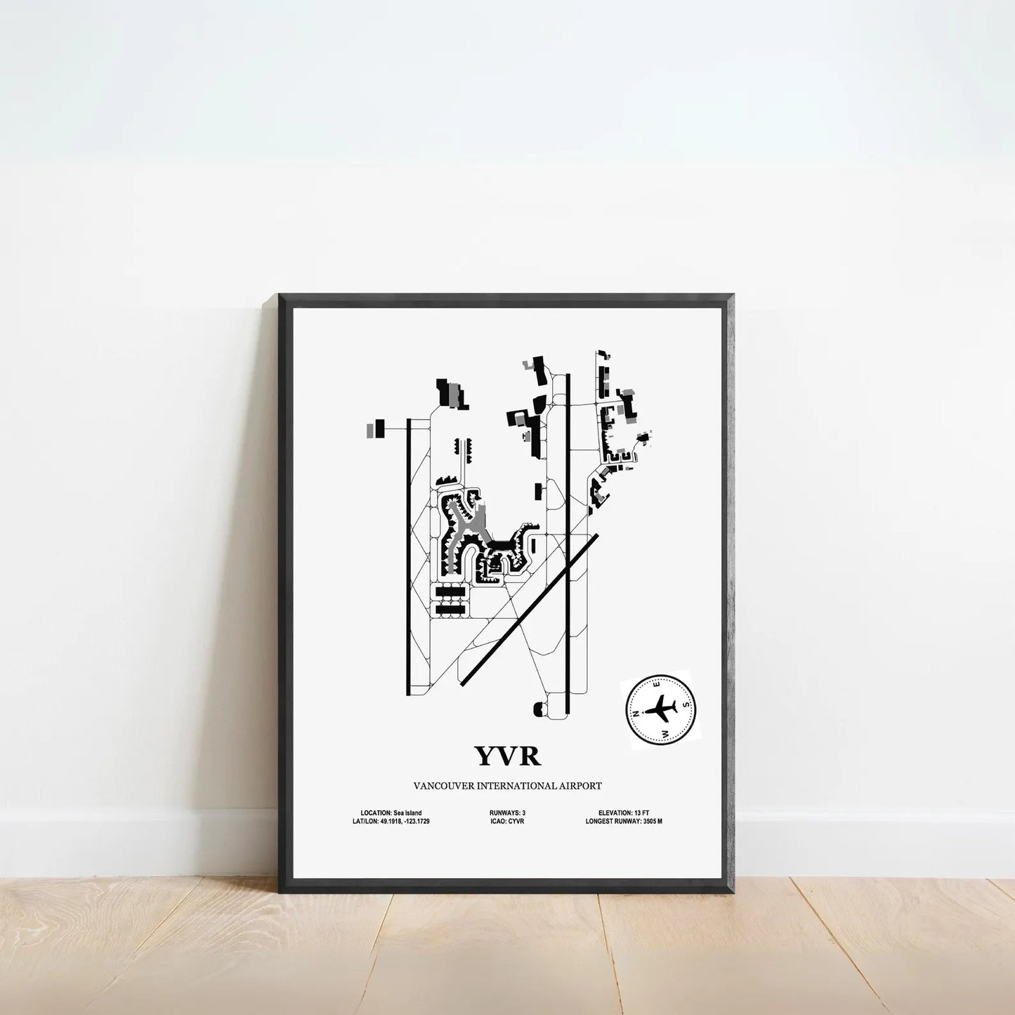 YVR, Vancouver International Airport – Airport Design Map, Aviation Poster