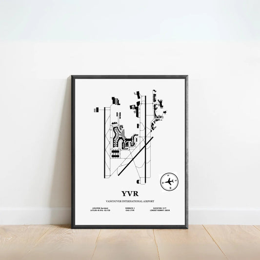 YVR, Vancouver International Airport – Airport Design Map, Aviation Poster