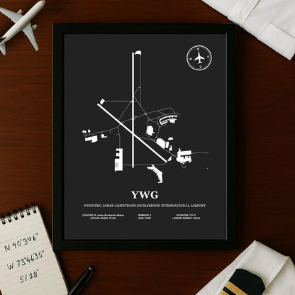 YWG, Winnipeg James Armstrong Richardson International Airport – Airport Design Map, Aviation Poster