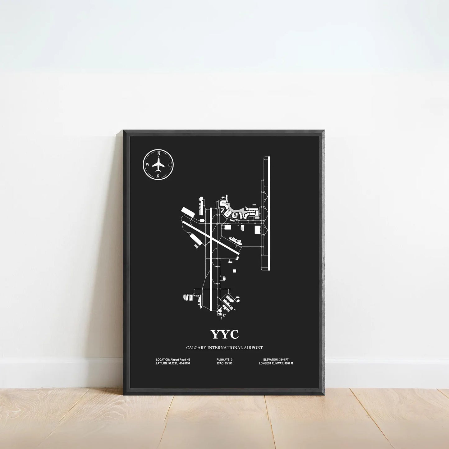 YYC, Calgary International Airport – Airport Design Map, Aviation Poster