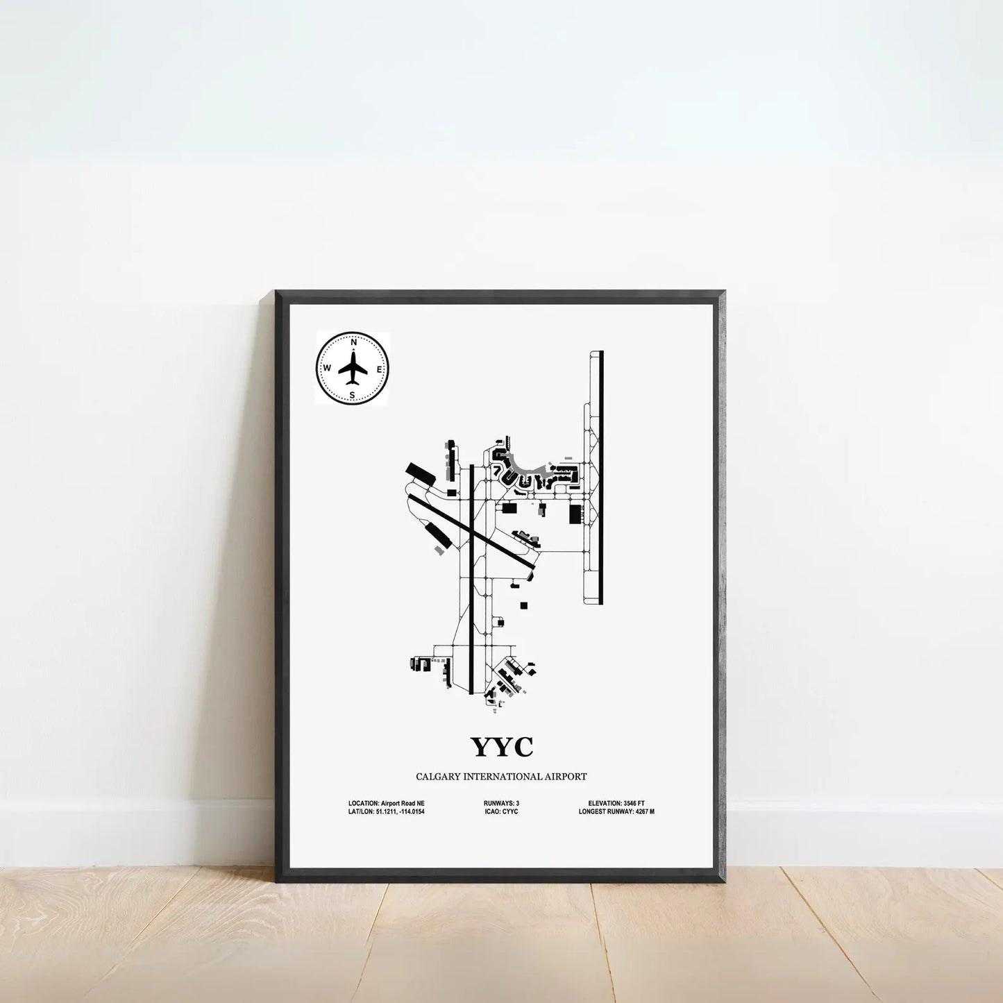YYC, Calgary International Airport – Airport Design Map, Aviation Poster