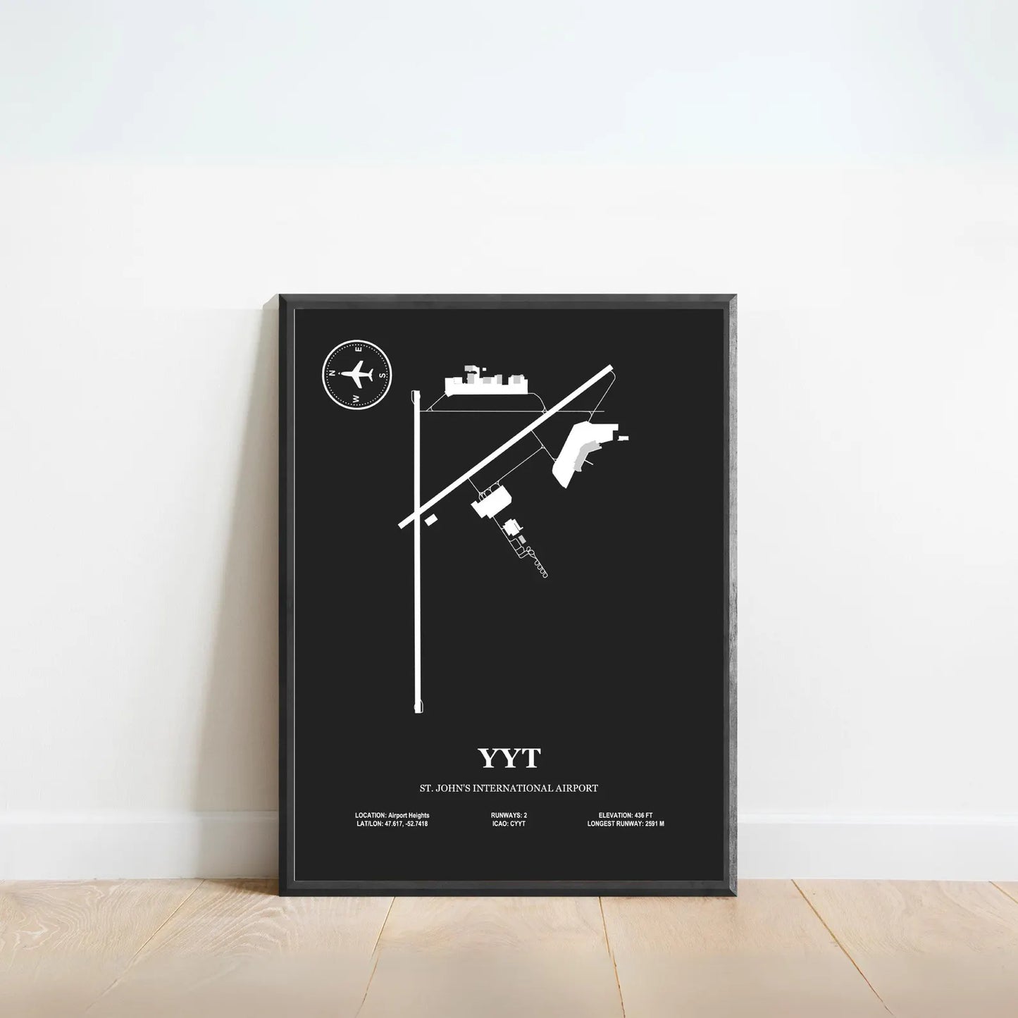 YYT, St. John's International Airport – Airport Design Map, Aviation Poster
