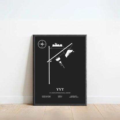 YYT, St. John's International Airport – Airport Design Map, Aviation Poster