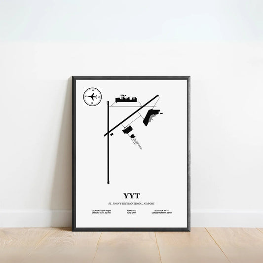 YYT, St. John's International Airport – Airport Design Map, Aviation Poster
