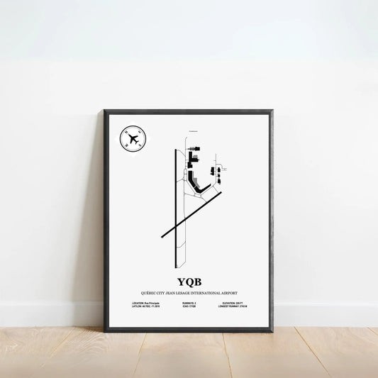 YQB, Québec City Jean Lesage International Airport – Airport Design Map, Aviation Poster