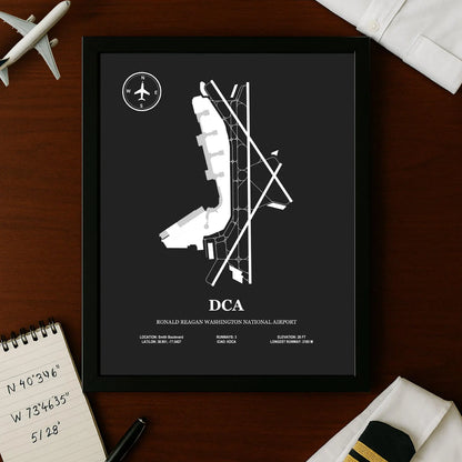 DCA, Ronald Reagan Washington National Airport – Airport Design Map, Aviation Poster