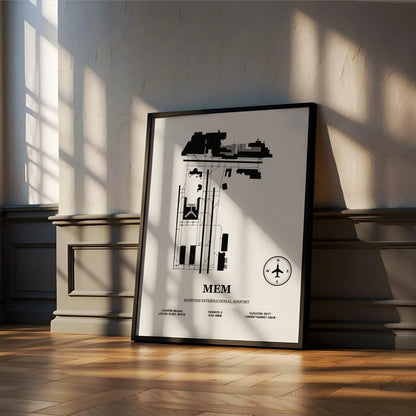 MEM, Memphis International Airport – Airport Design Map, Aviation Poster