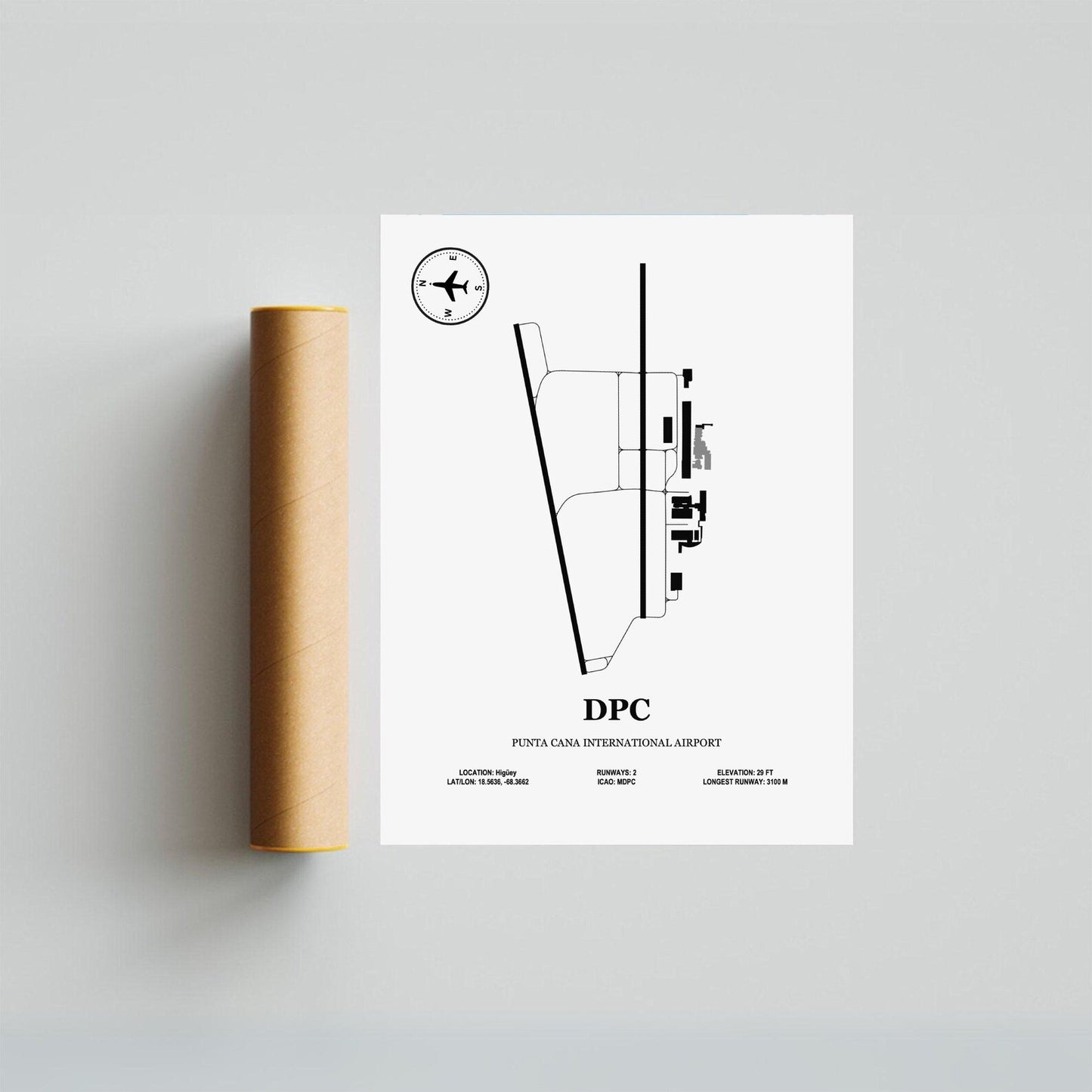DPC, Punta Cana International Airport – Airport Design Map, Aviation Poster