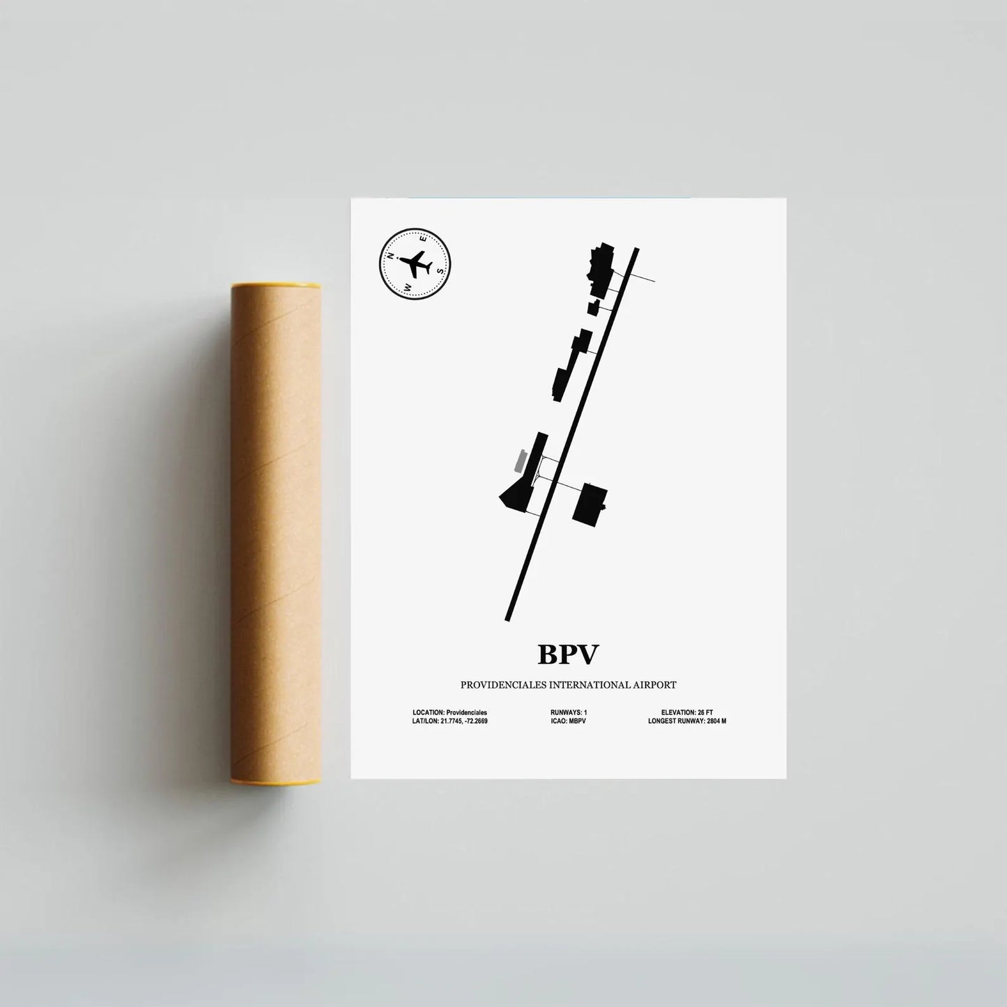BPV, Providenciales International Airport – Airport Design Map, Aviation Poster