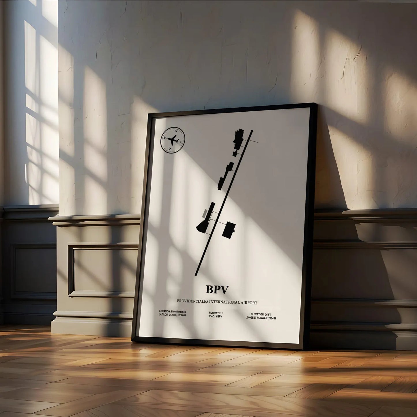 BPV, Providenciales International Airport – Airport Design Map, Aviation Poster