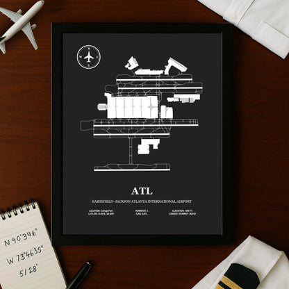 ATL, Hartsfield–Jackson Atlanta International Airport – Airport Design Map, Aviation Poster