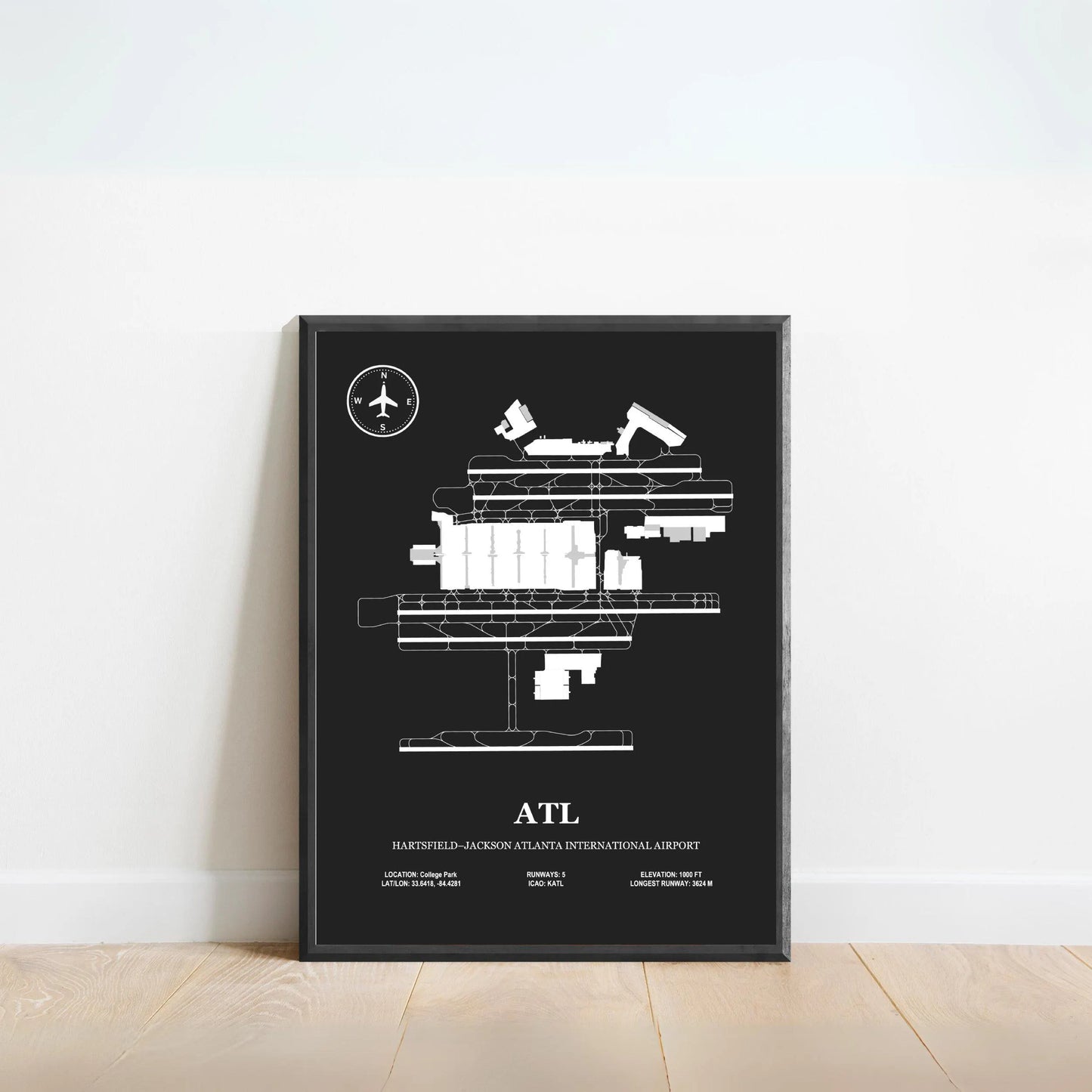 ATL, Hartsfield–Jackson Atlanta International Airport – Airport Design Map, Aviation Poster