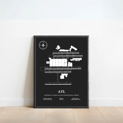 ATL, Hartsfield–Jackson Atlanta International Airport – Airport Design Map, Aviation Poster