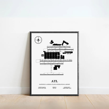 ATL, Hartsfield–Jackson Atlanta International Airport – Airport Design Map, Aviation Poster