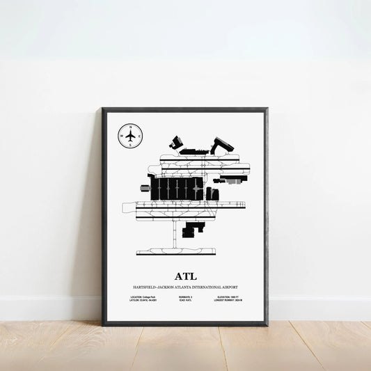 ATL, Hartsfield–Jackson Atlanta International Airport – Airport Design Map, Aviation Poster