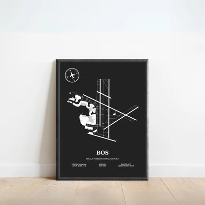 BOS, Logan International Airport – Airport Design Map, Aviation Poster