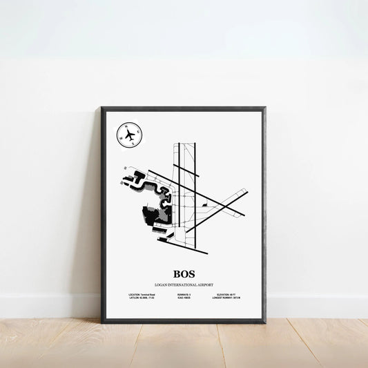BOS, Logan International Airport – Airport Design Map, Aviation Poster
