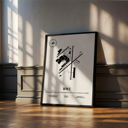 BWI, Baltimore–Washington International Airport – Airport Design Map, Aviation Poster