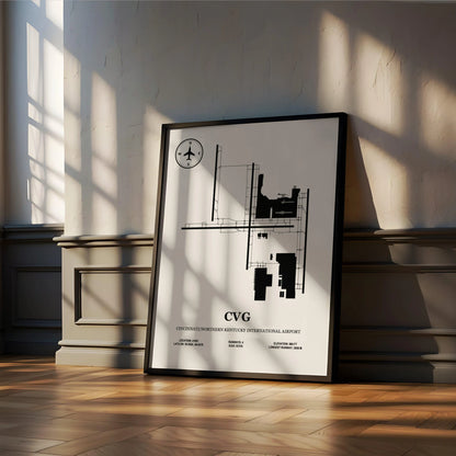 CVG, Cincinnati/Northern Kentucky International Airport – Airport Design Map, Aviation Poster