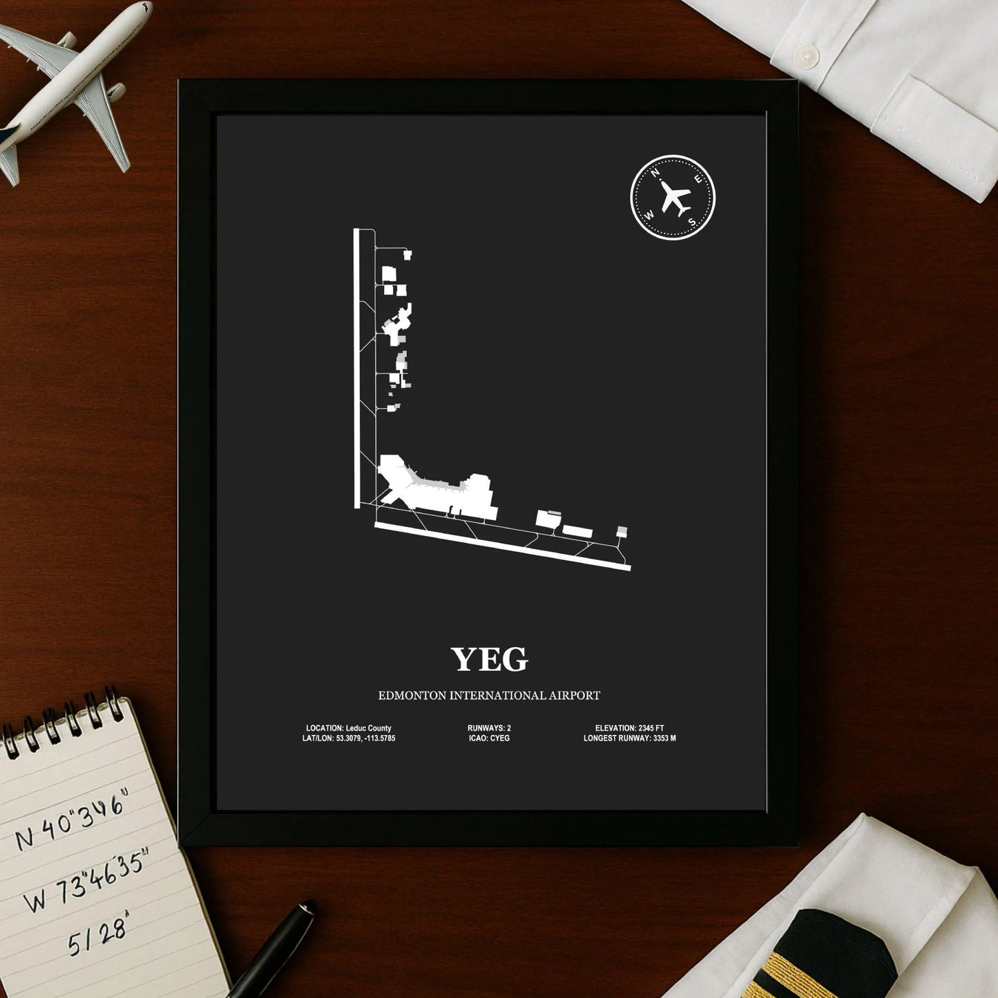 YEG, Edmonton International Airport – Airport Design Map, Aviation Poster