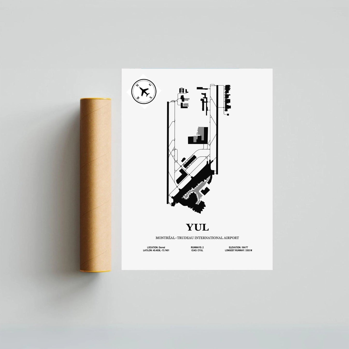 YUL, Montréal–Trudeau International Airport – Airport Design Map, Aviation Poster