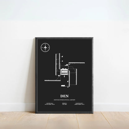 DEN, Denver International Airport – Airport Design Map, Aviation Poster