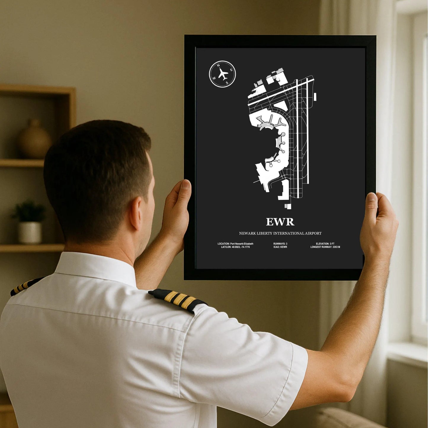 EWR, Newark Liberty International Airport – Airport Design Map, Aviation Poster
