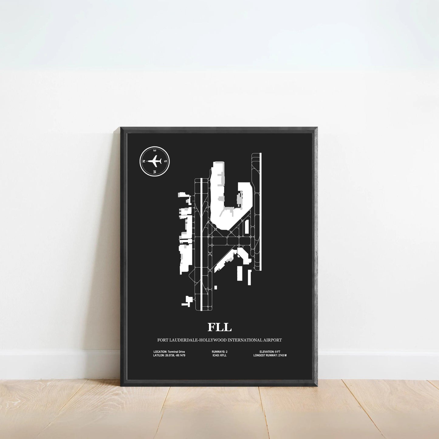 FLL, Fort Lauderdale-Hollywood International Airport – Airport Design Map, Aviation Poster
