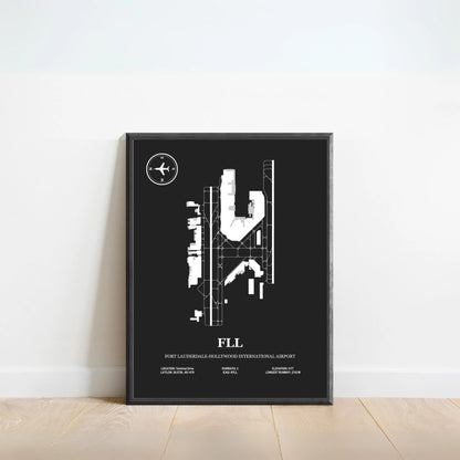 FLL, Fort Lauderdale-Hollywood International Airport – Airport Design Map, Aviation Poster