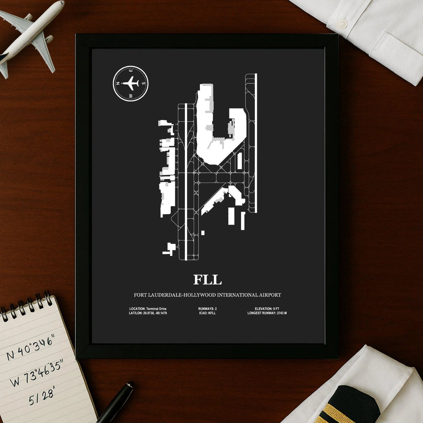 FLL, Fort Lauderdale-Hollywood International Airport – Airport Design Map, Aviation Poster