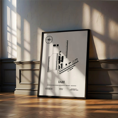 IAH, George Bush Intercontinental Airport – Houston – Airport Design Map, Aviation Poster