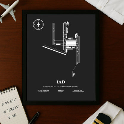 IAD, Washington Dulles International Airport – Airport Design Map, Aviation Poster