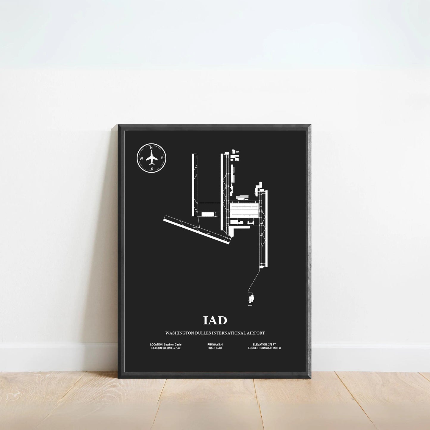 IAD, Washington Dulles International Airport – Airport Design Map, Aviation Poster
