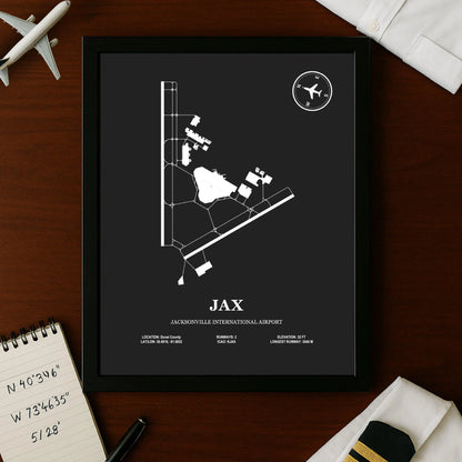 JAX, Jacksonville International Airport – Airport Design Map, Aviation Poster