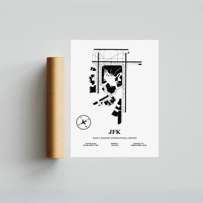JFK, John F. Kennedy International Airport – Airport Design Map, Aviation Poster