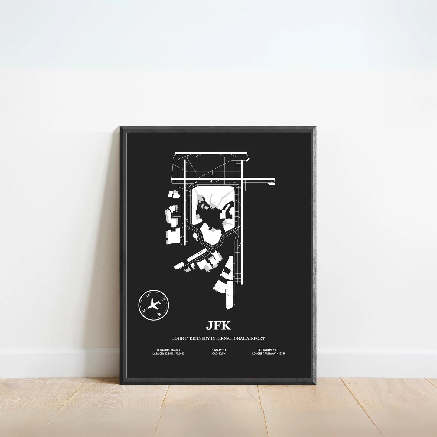 JFK, John F. Kennedy International Airport – Airport Design Map, Aviation Poster