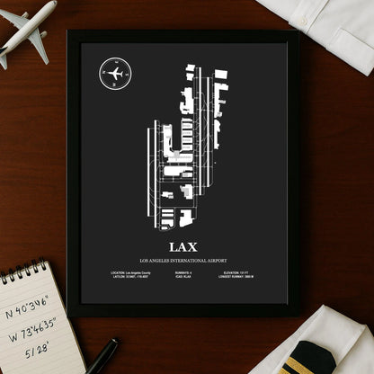 LAX, Los Angeles International Airport – Airport Design Map, Aviation Poster